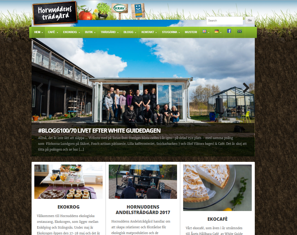 Hornuddens Ekocafé - Årets Hållbara Café för andra året i rad, enligt White Guide. Bild: Hornuddens trädgårds webbplats, hornudden.net.