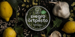 Svegro Örtpesto. Finns i smarkerna grönkål, basilika och koriander. Bild: Svegros hemsida